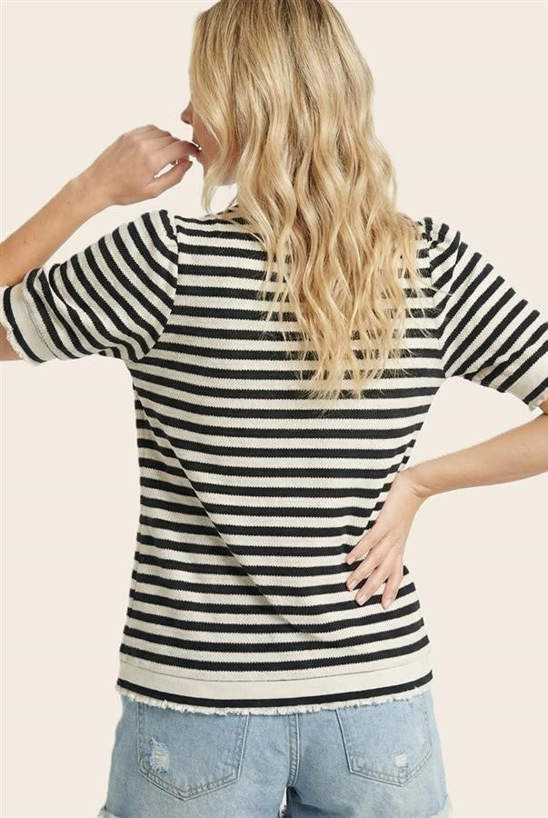 Half Sleeve Stripe Top
