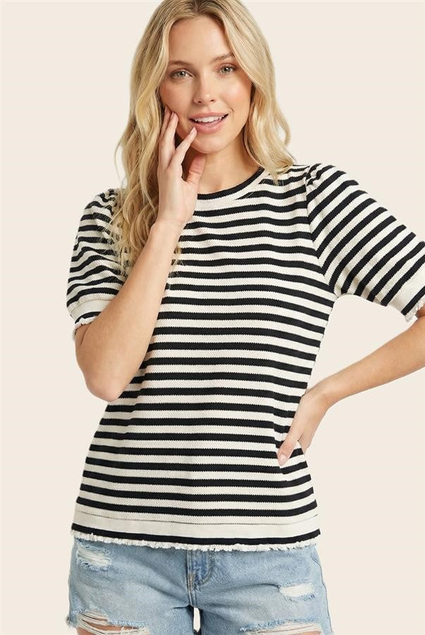 Half Sleeve Stripe Top