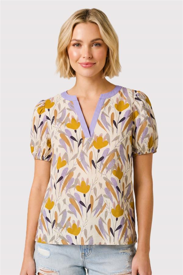 Split Neck Poplin Top