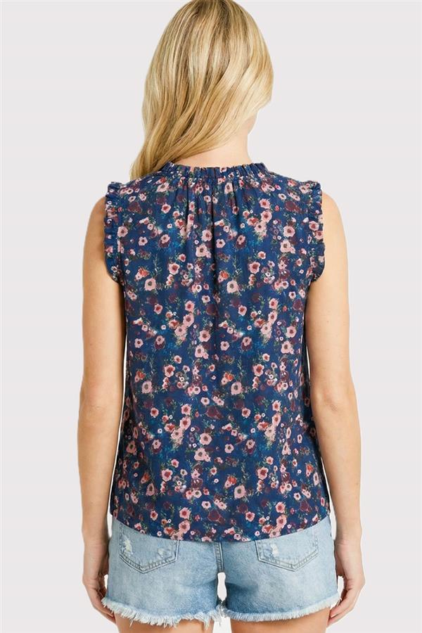 High Ruffle Floral Top