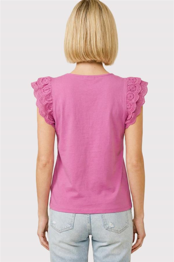 Eyelet Flutter Sleeve Tee