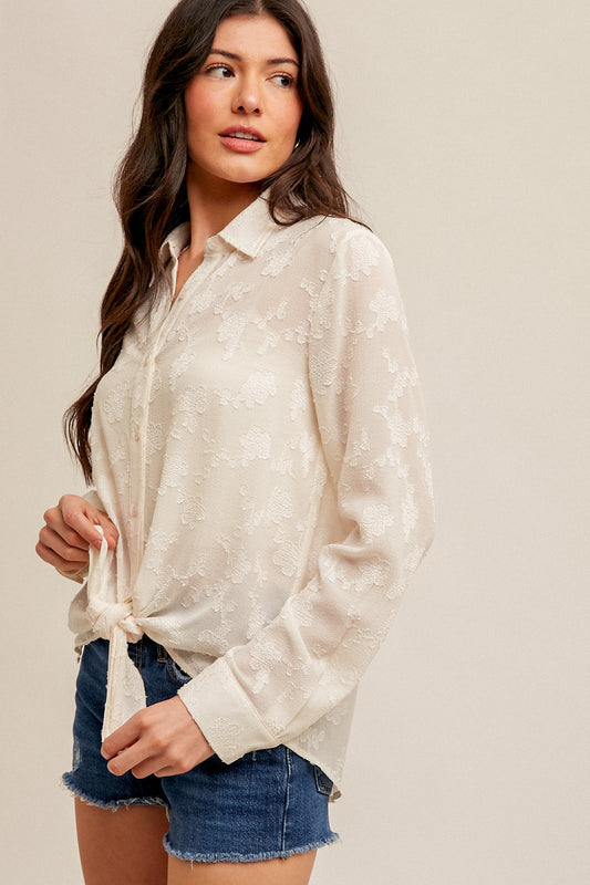 Chiffon Button Down Blouse