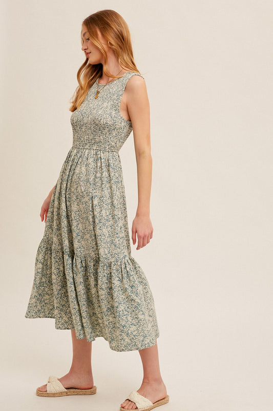 Teal Smocked Dress