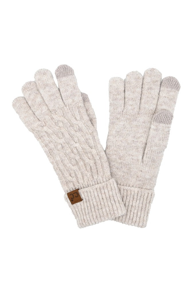 Knit Link Cable Gloves - Oatmeal