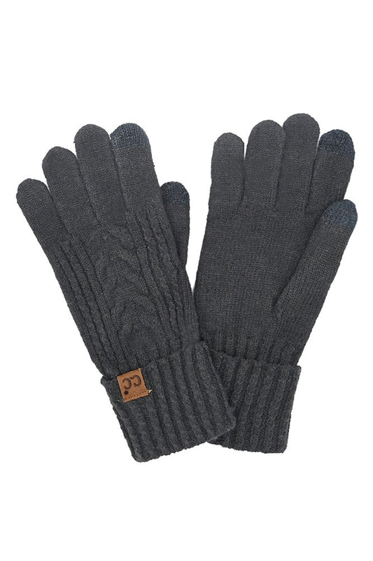 Cable Knit Gloves - Black