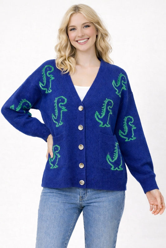 Dinosaur Button-Up Cardigan