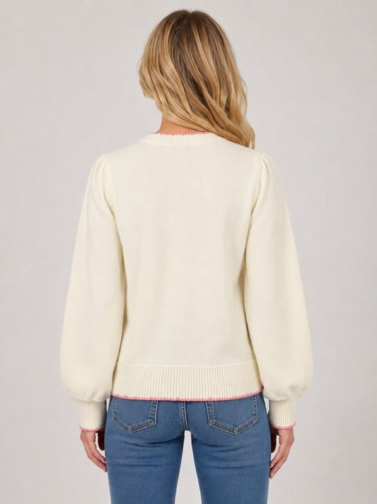 Embroidered Strawberry Sweater