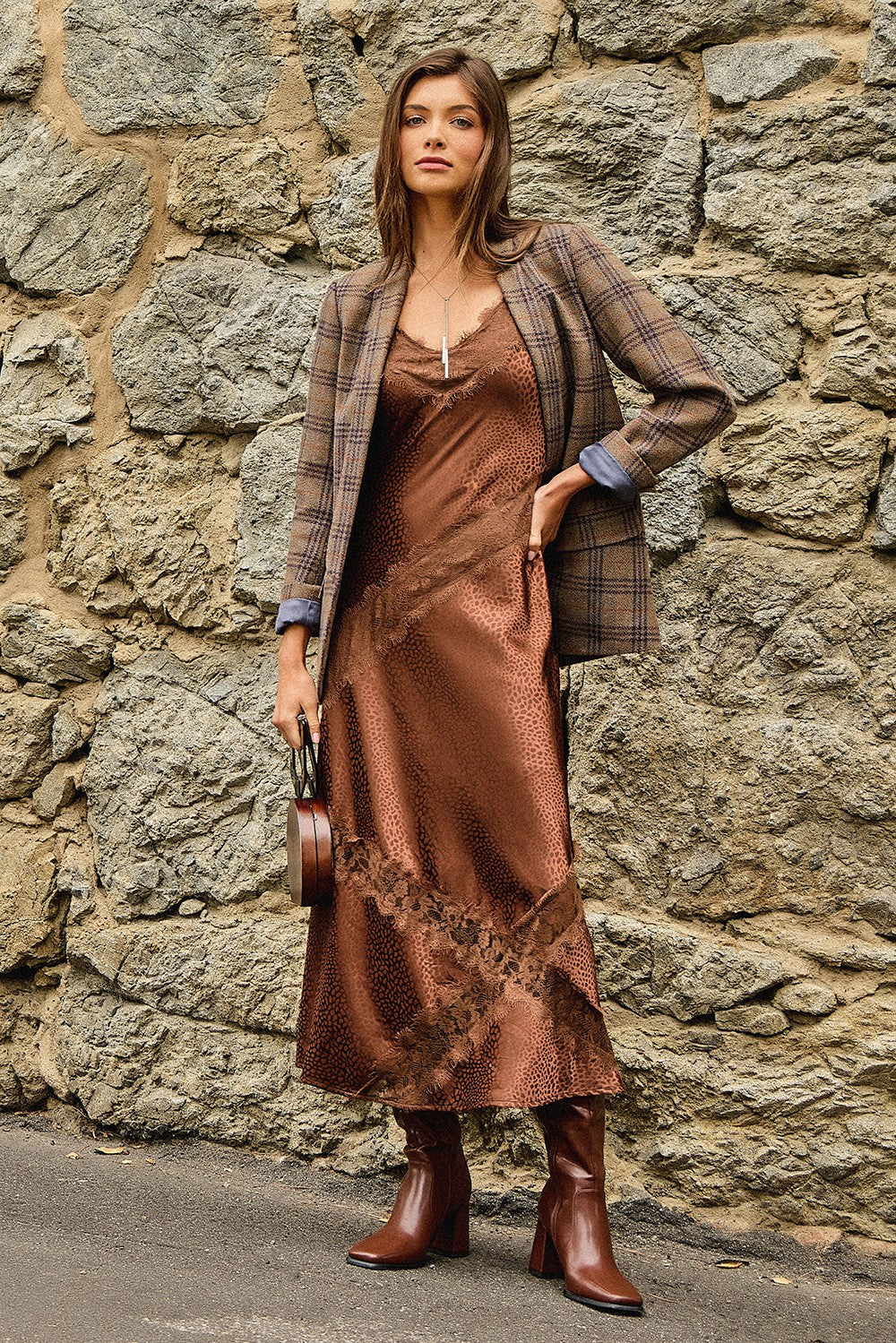 Wool Blend Plaid Blazer