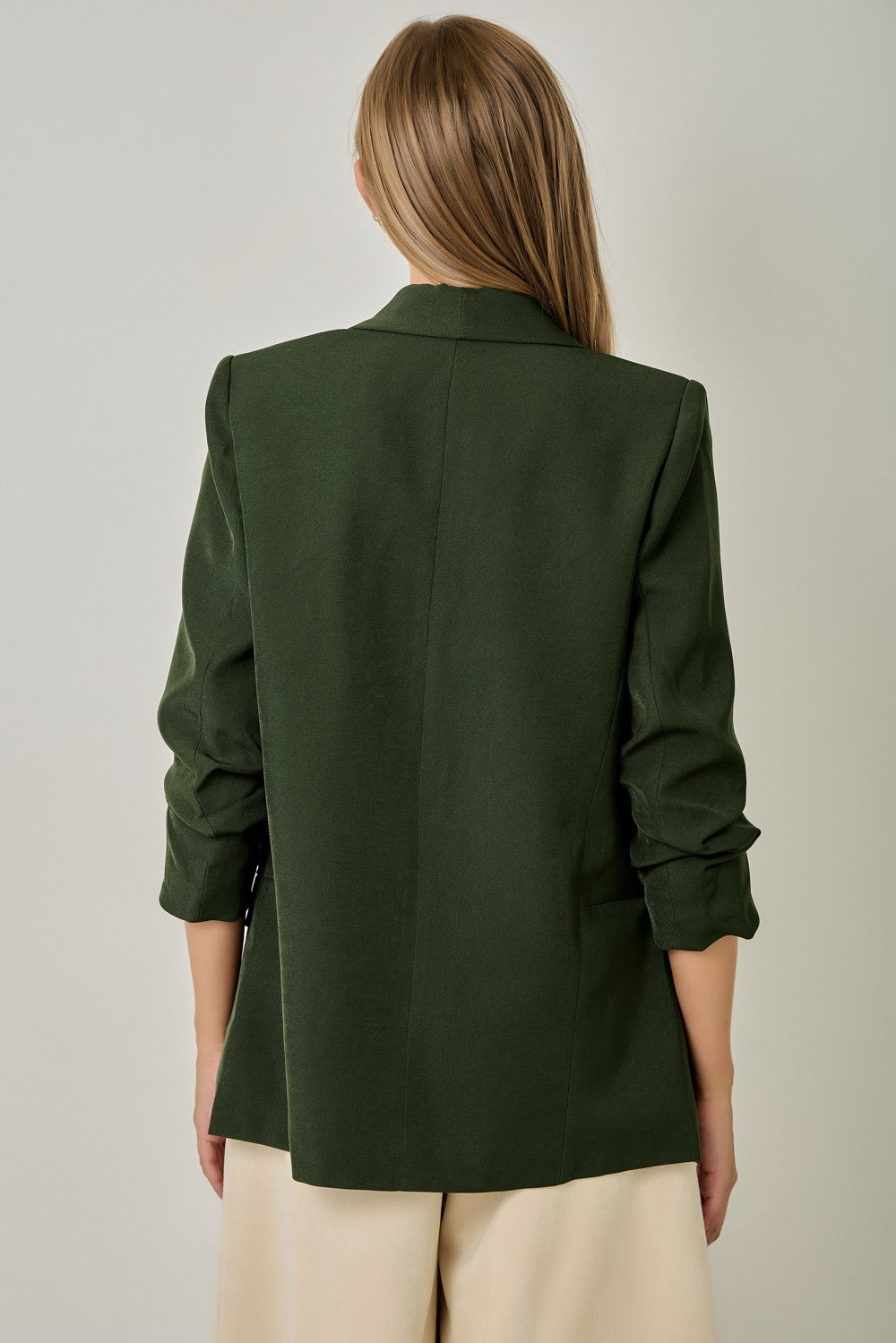 Ruched Sleeve Blazer