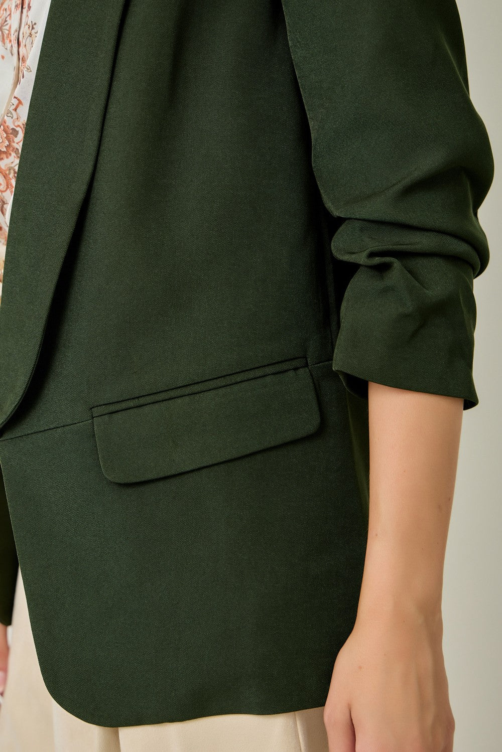 Ruched Sleeve Blazer