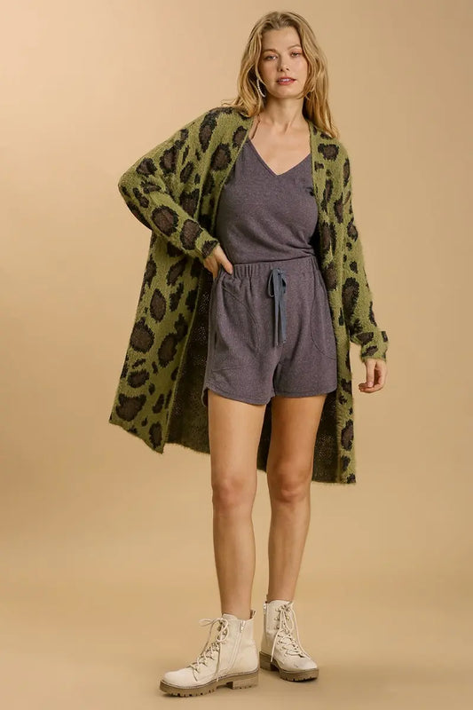 Long Animal Print Cardigan