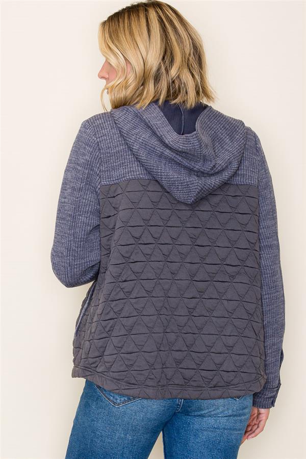 Quilted Button Down Hoodie