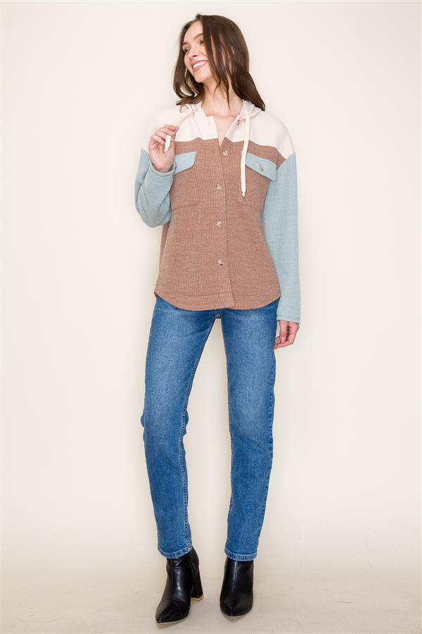 Ribbed Colorblock Shacket Ribbed Colorblock Shacket