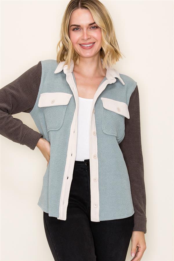 Corduroy Colorblock Shacket