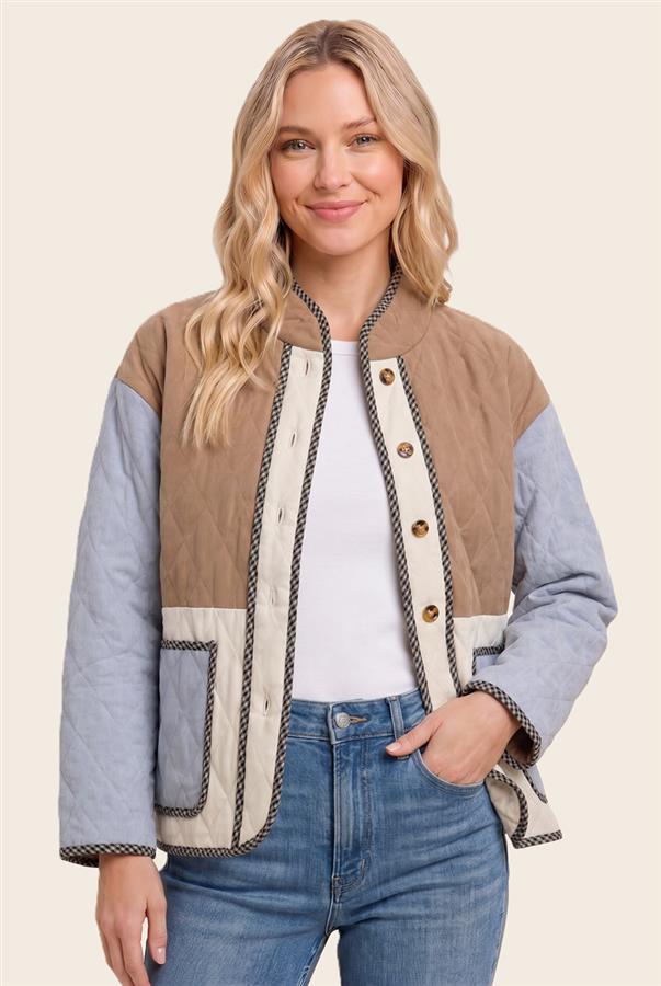 Quilted Color Block Jacket