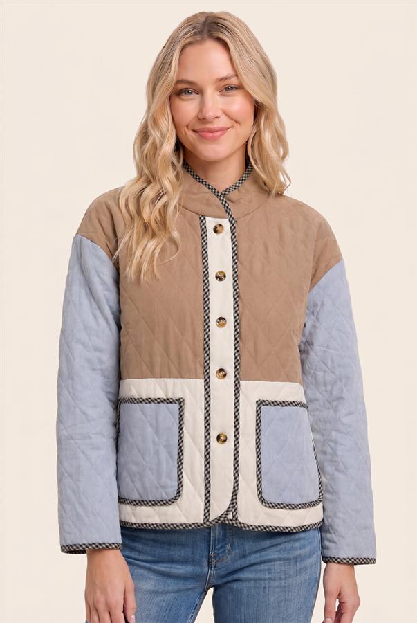 Quilted Color Block Jacket