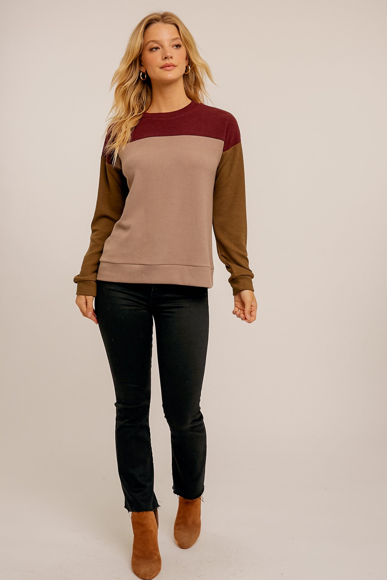 Textured Colorblock Sweater