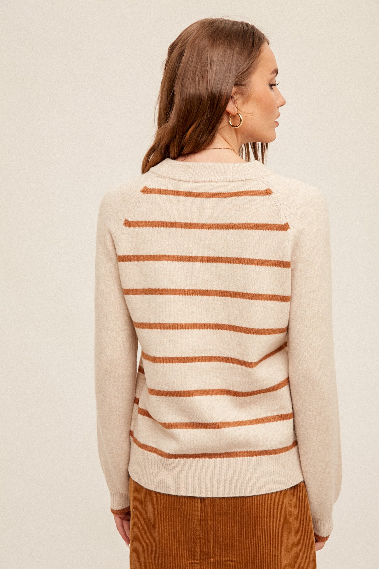 Half Button Striped Sweater
