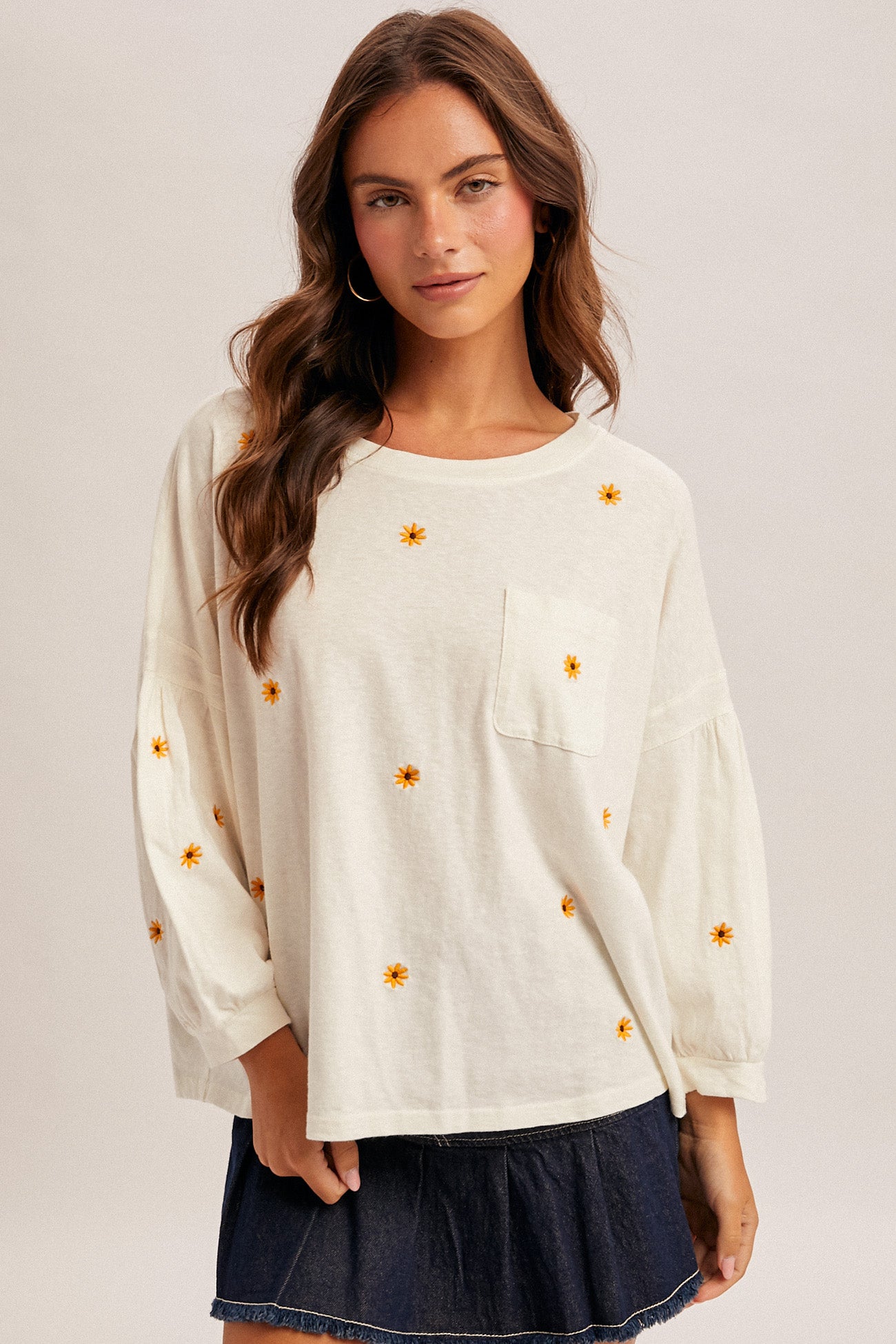 Daisy Embroidered Top