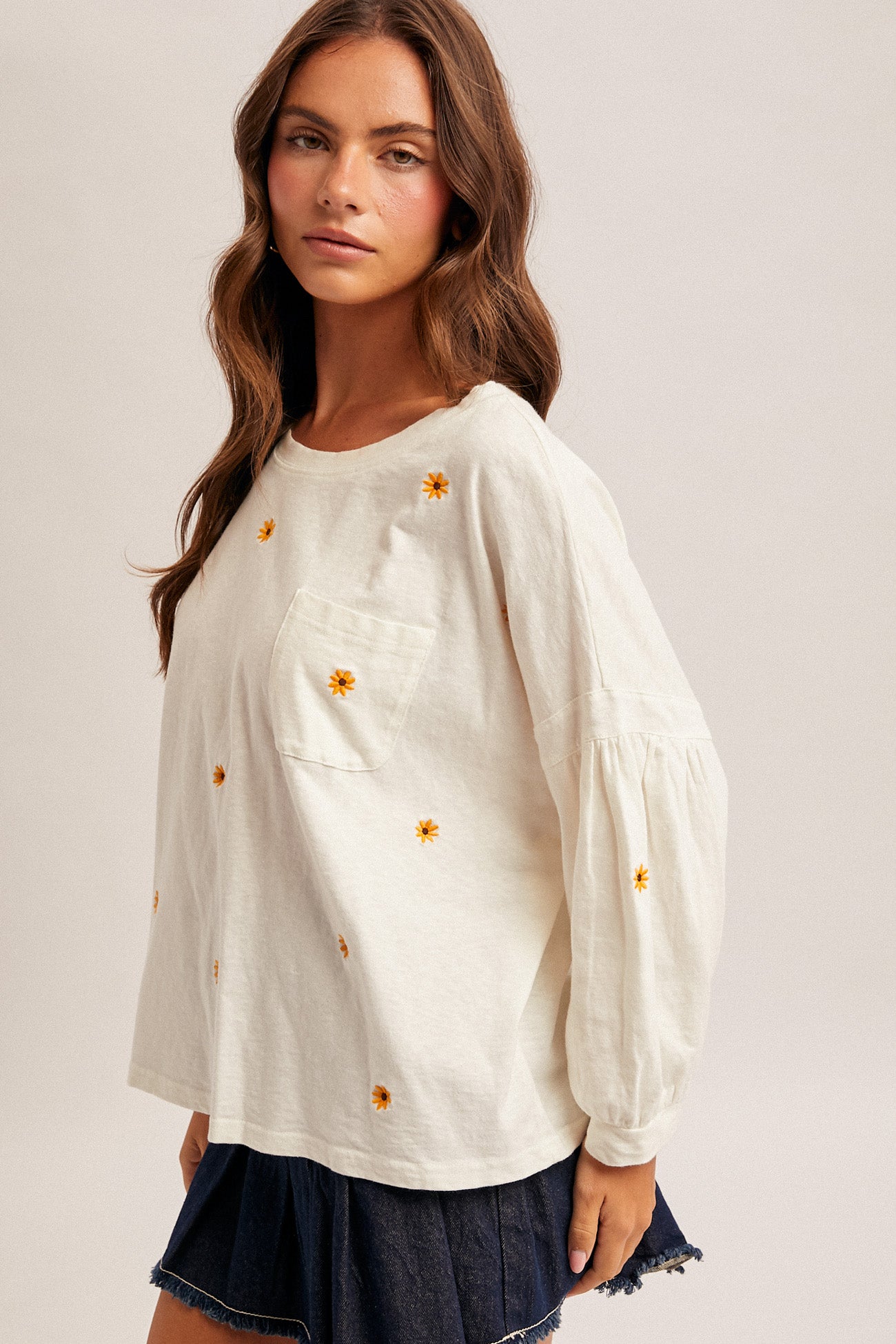 Daisy Embroidered Top