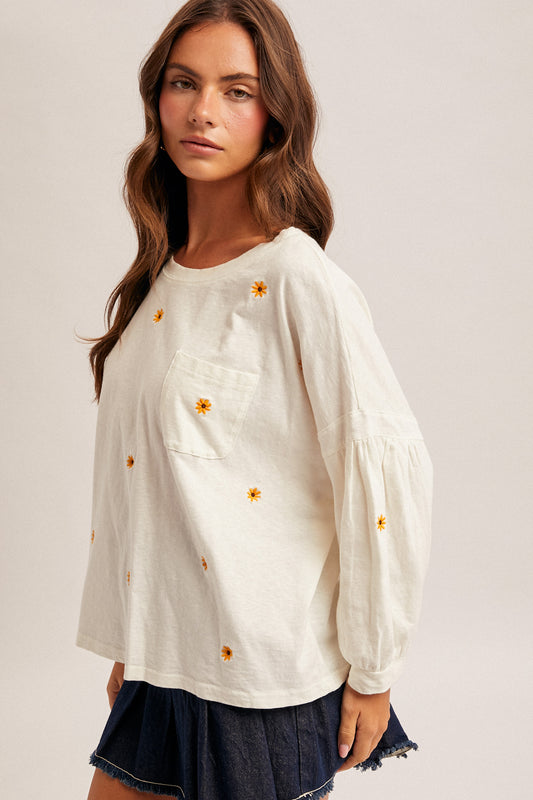Daisy Embroidered Top