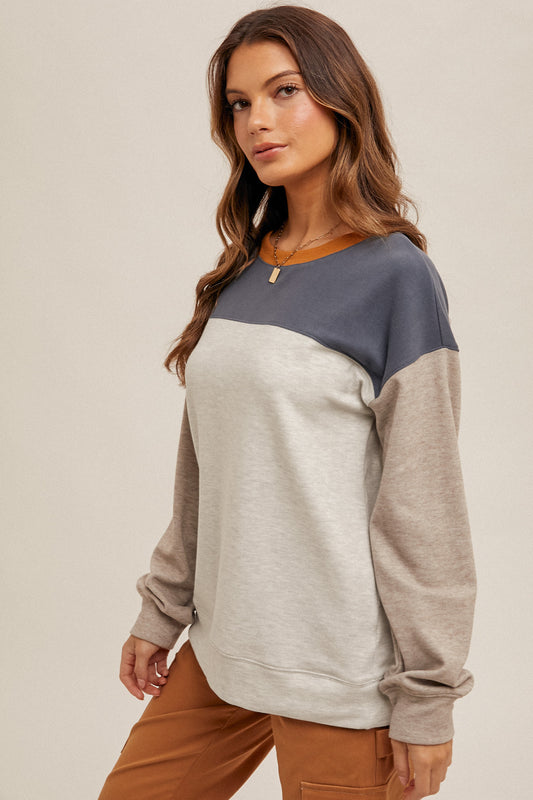 Colorblock Fleece Pullover Top