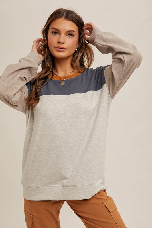 Colorblock Fleece Pullover Top