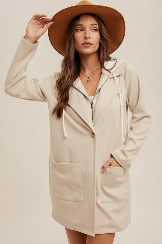 Faux Hoodie Insert Coat