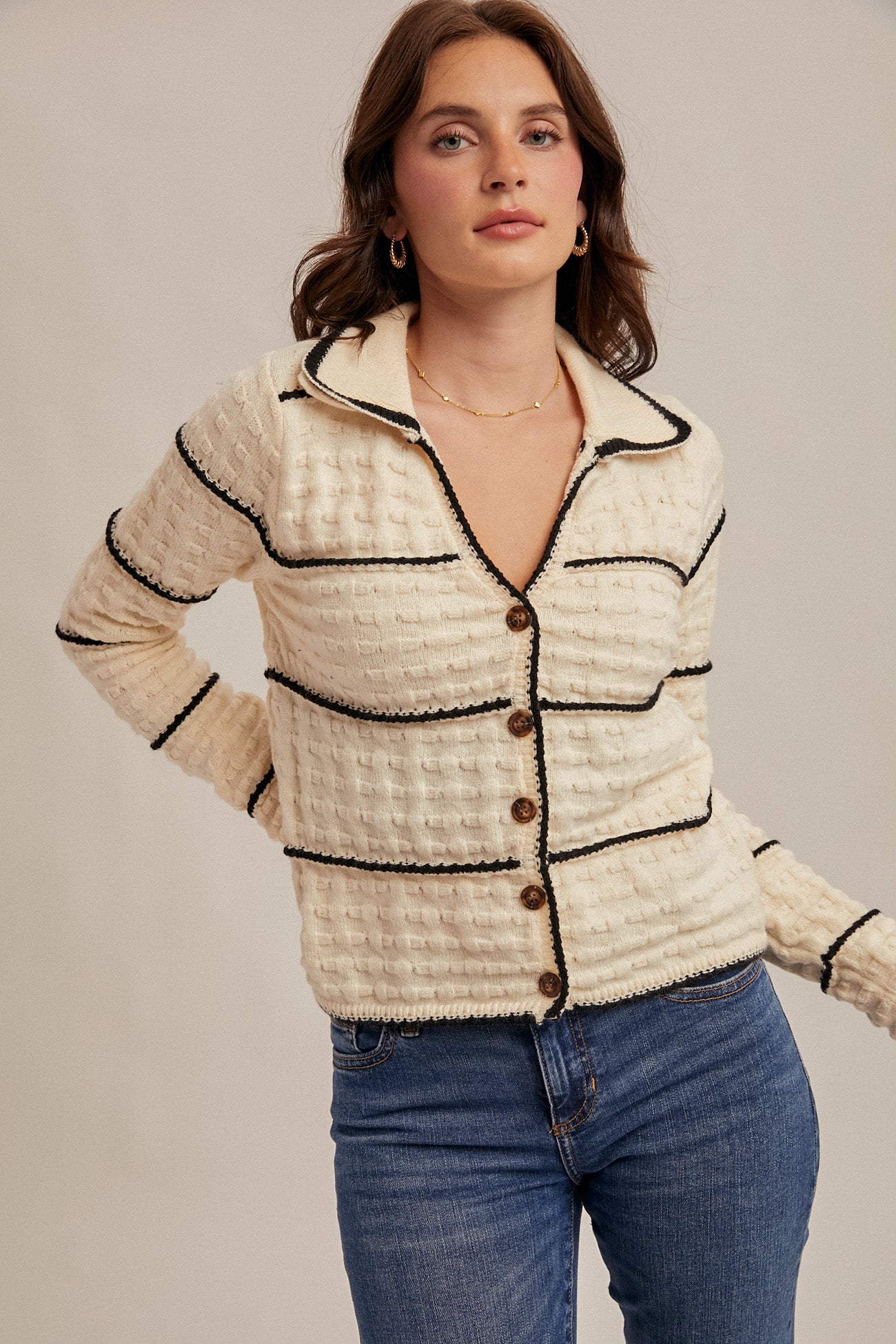 Textured Stripe Cardigan