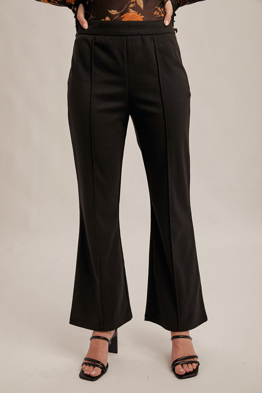 Side Zip Textured Pants - Black