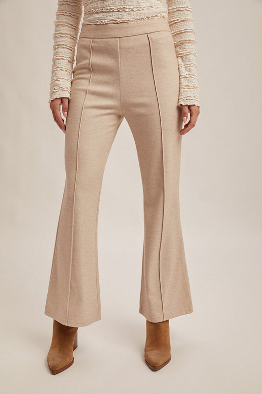 Side Zip Textured Pants - Taupe