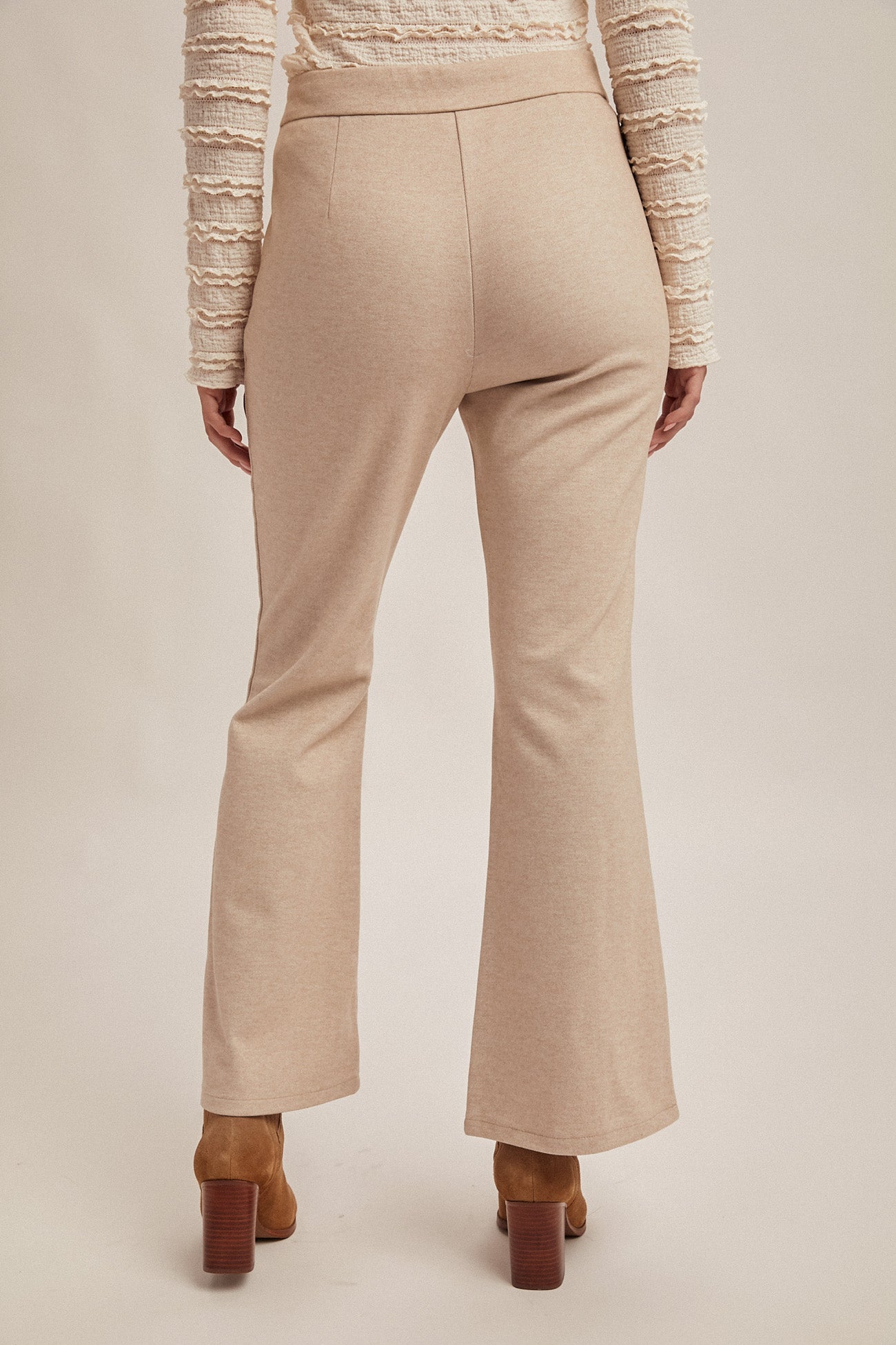 Side Zip Textured Pants - Taupe
