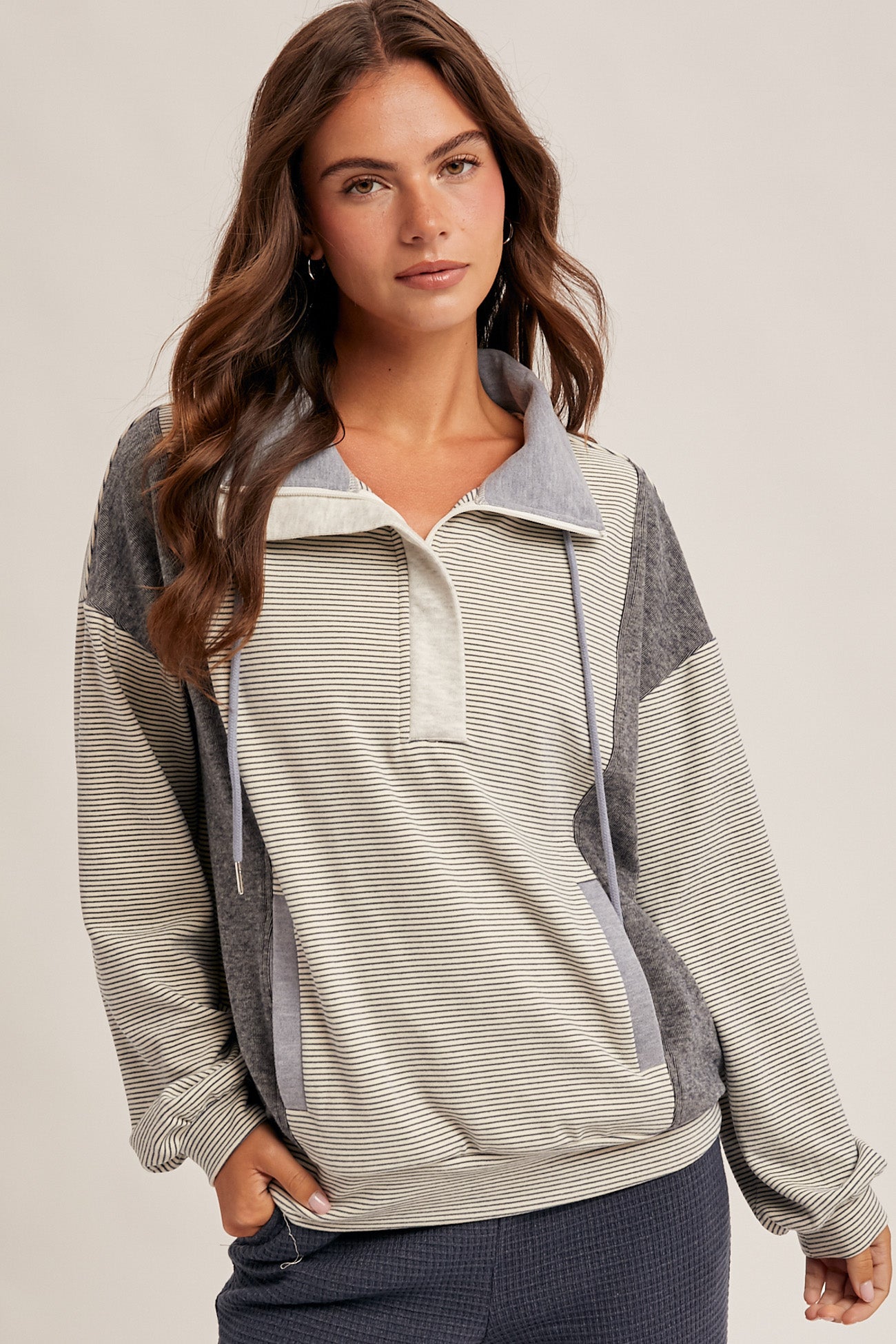 Quarter Zip Contrast Sweater