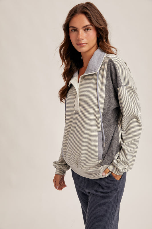 Quarter Zip Contrast Sweater