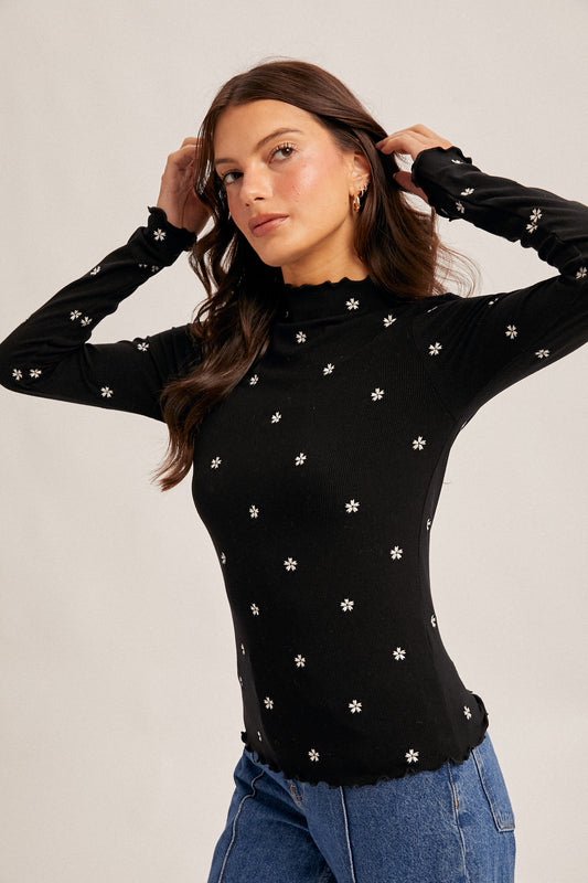 Flower Embroidered Top