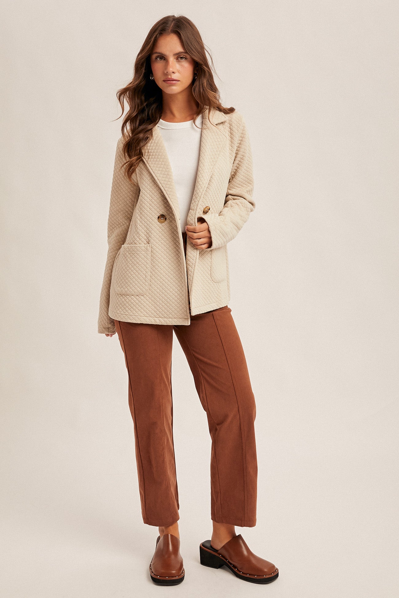 Quilted Double-Breasted Blazer