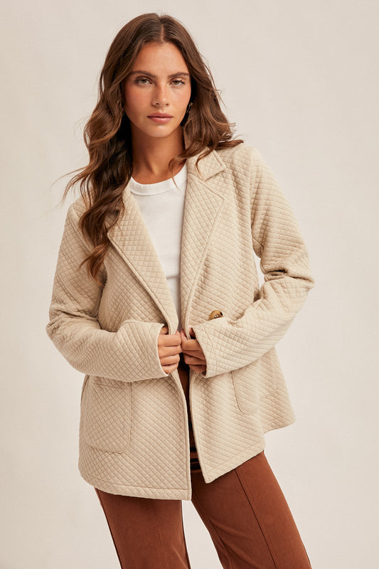 Quilted Double-Breasted Blazer