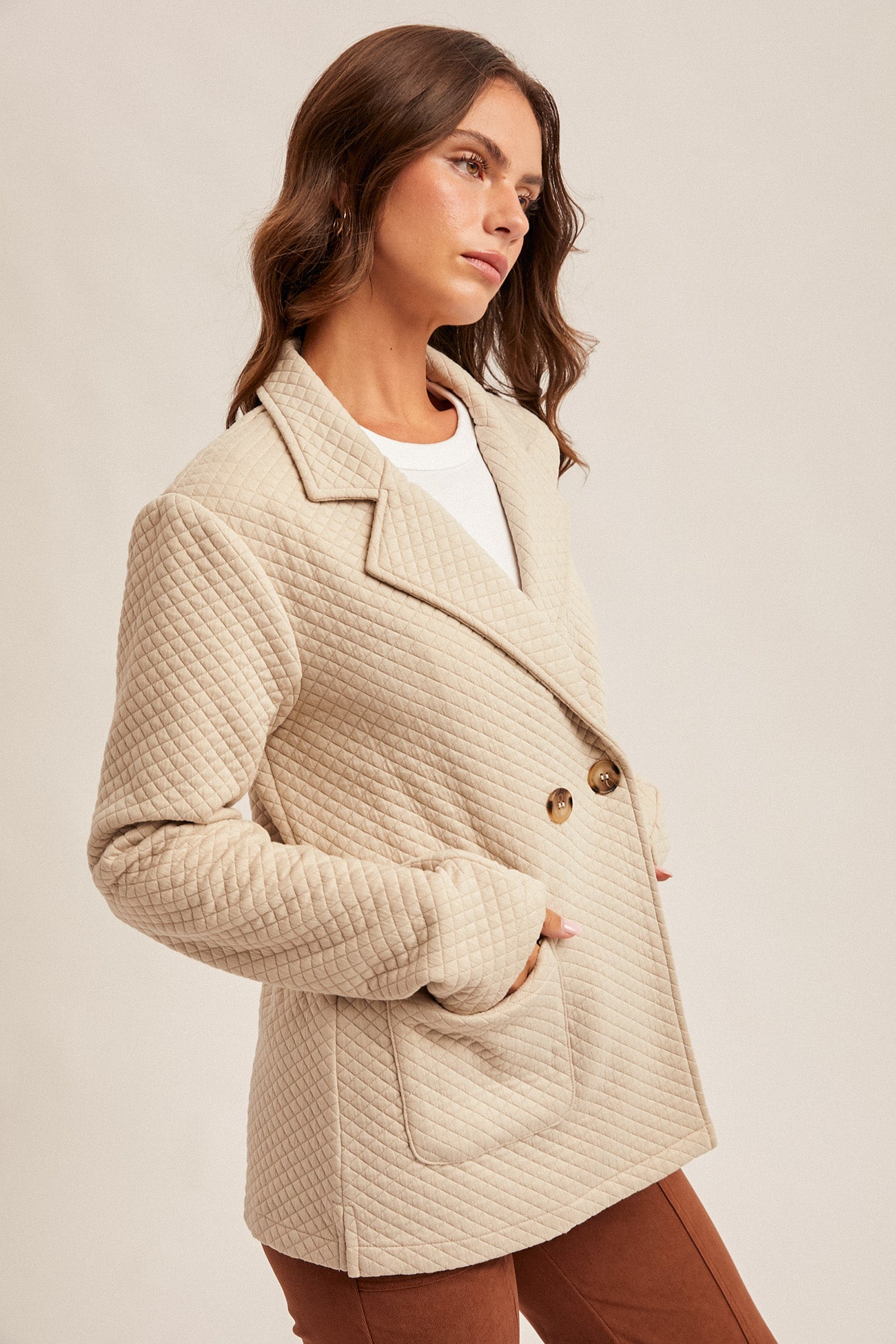 Quilted Double-Breasted Blazer