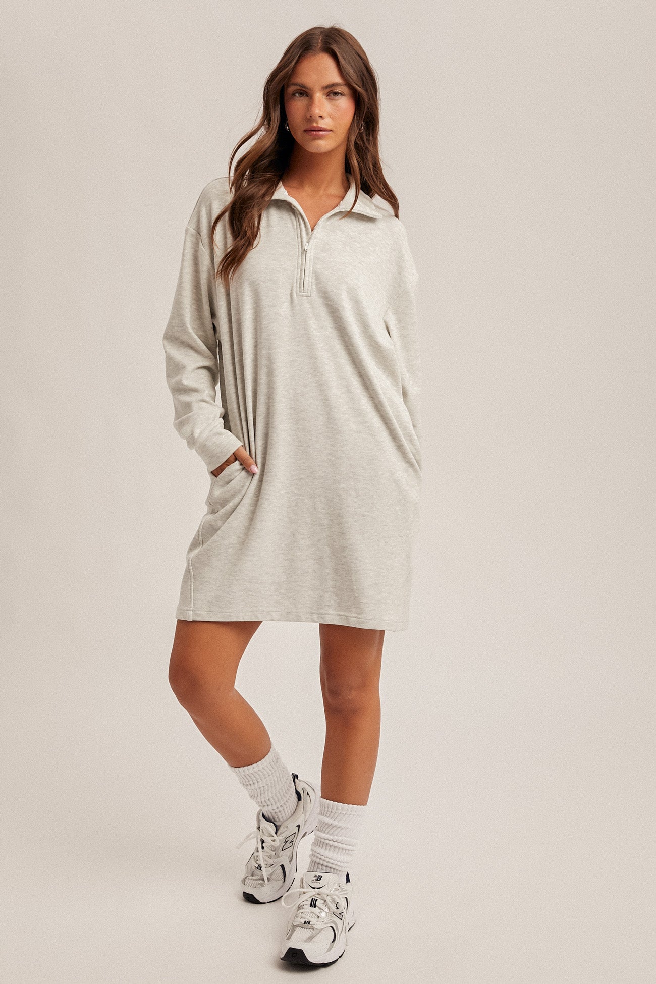 Quarter-Zip Sweatshirt Dress