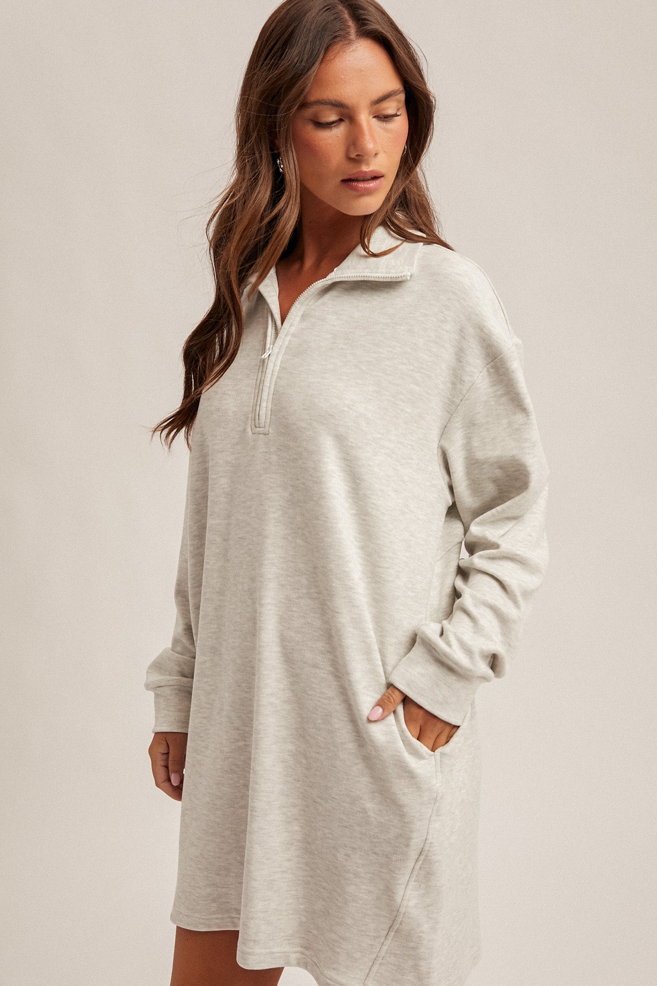 Quarter-Zip Sweatshirt Dress – Emilie-Bs