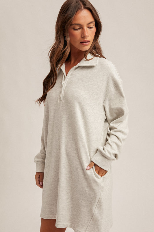 Quarter-Zip Sweatshirt Dress