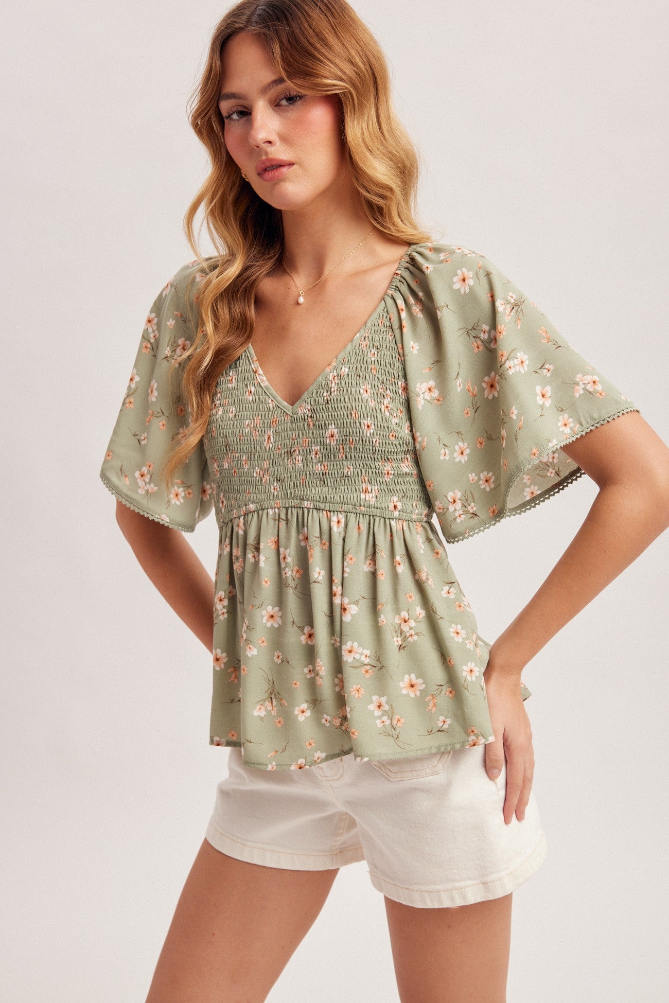 V-Neck Peplum Top