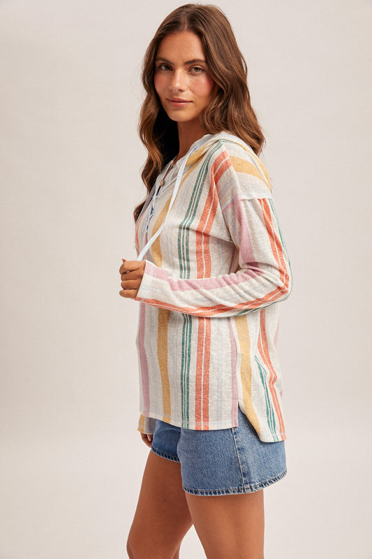 Color Mix Button Up Hoodie