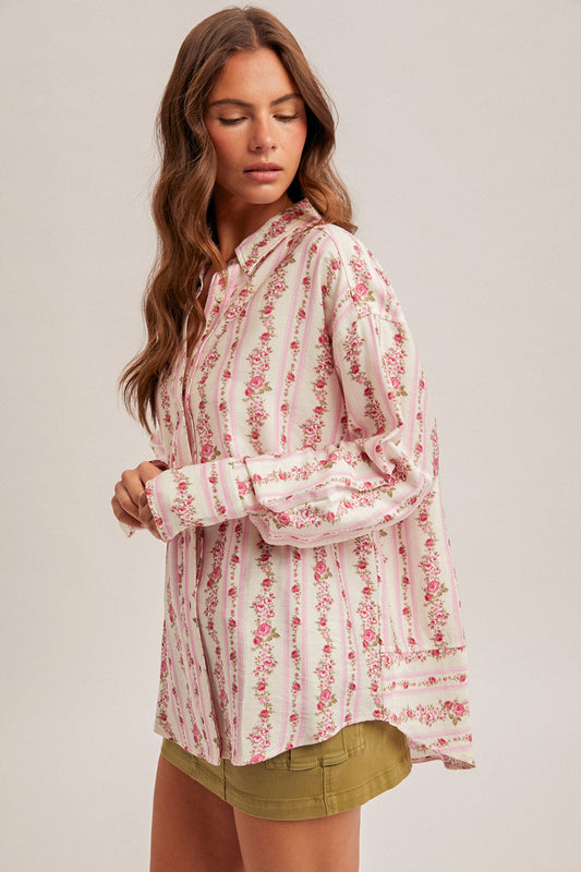 Rose Multi Stripe Top