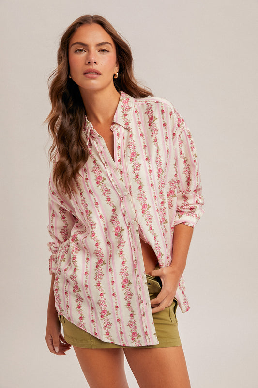 Rose Multi Stripe Top