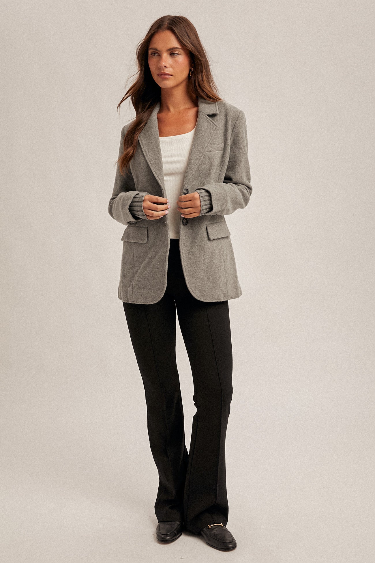 Knit Cuff Layered Blazer