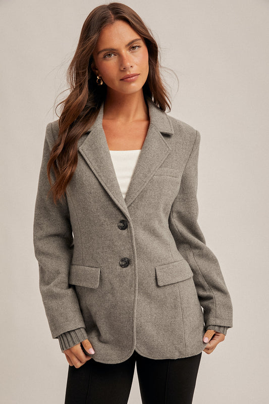 Knit Cuff Layered Blazer