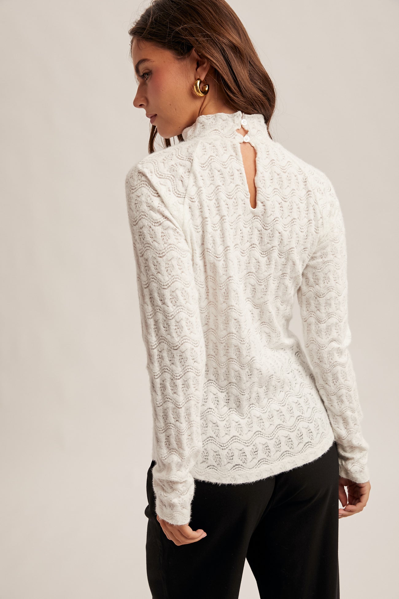Brushed Lace Mock Neck Top