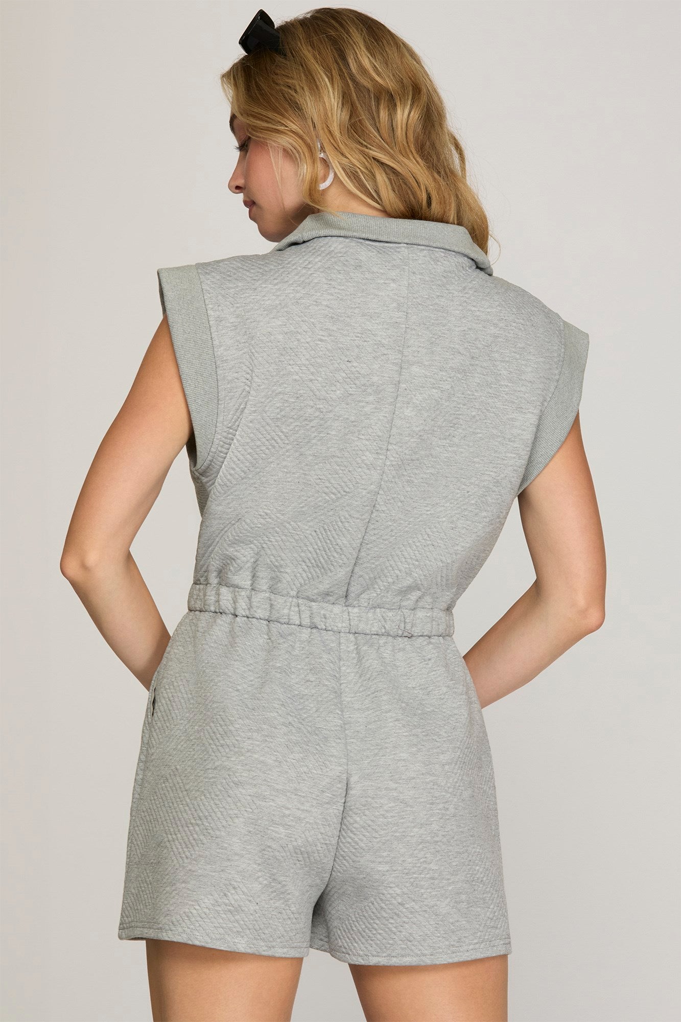 Drop Shoulder Zip Romper