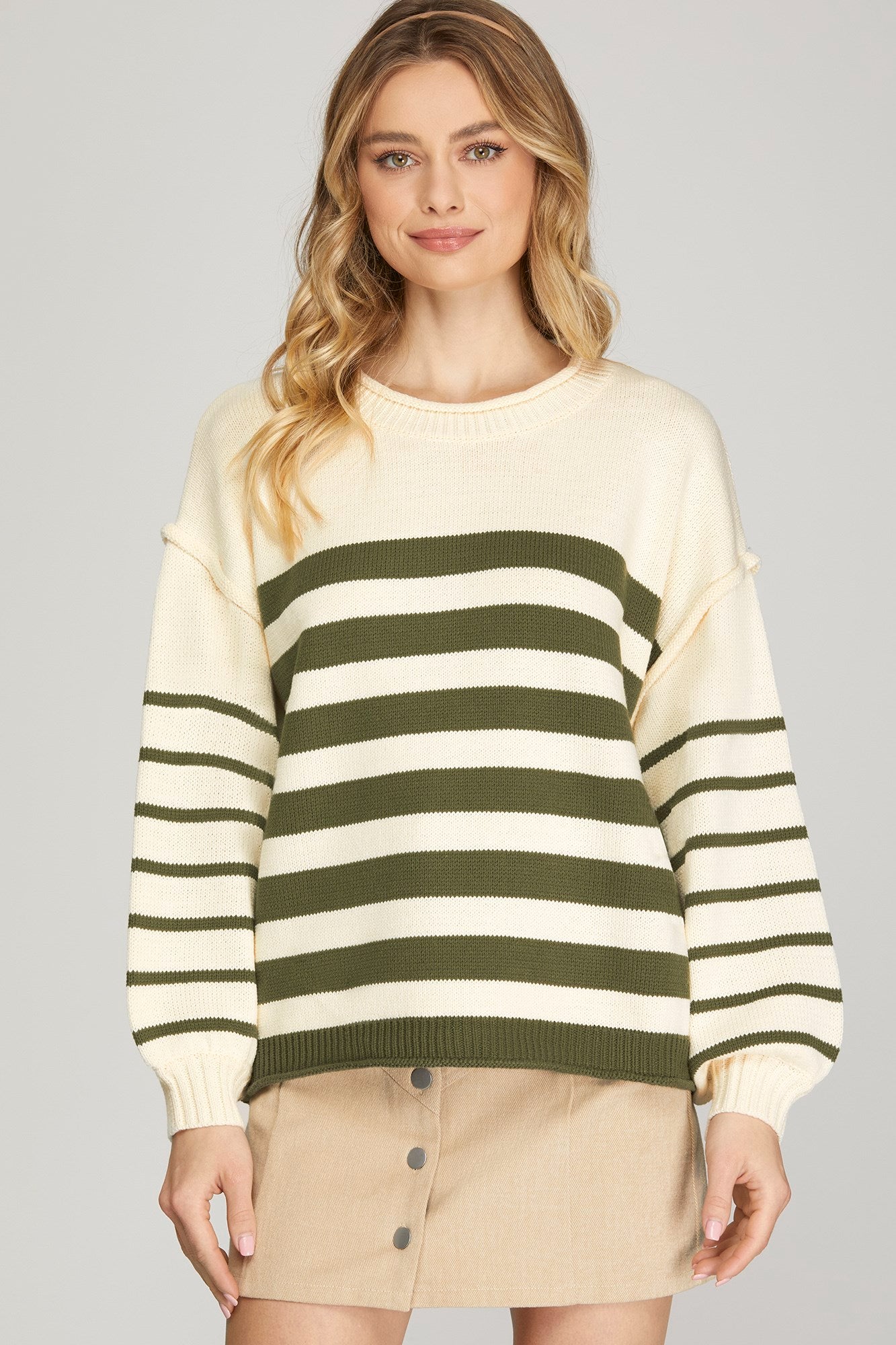 Olive Striped Sweater